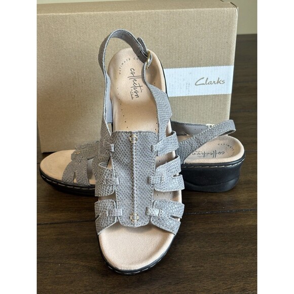 CLARKS Collection Sandals, Light Gray Leather Lexi Marigold  Women's 9.5 M NEW! - Picture 6 of 9